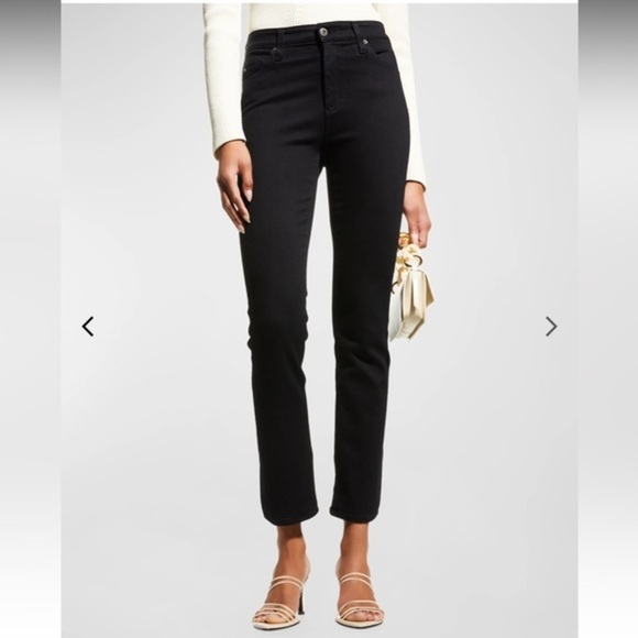 Ag Adriano Goldschmied Denim - AG denim Mari highrise slim straight black denim in opulent black